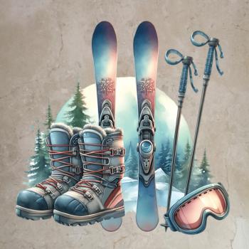 Bügelbild türkisfarbene Skier