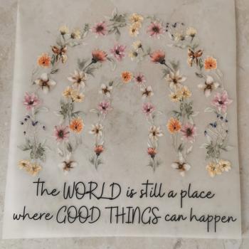 Bügelbild floraler Regenbogen "Die Welt"