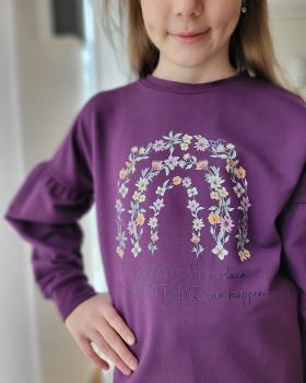 Preview: Bügelbild floraler Regenbogen "Die Welt"