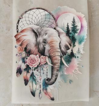 Bügelbild Elefant romantischer Traumfänger