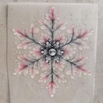Bügelbild rosa Schneeflocke kleine Perle