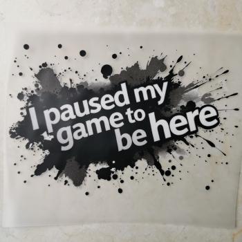 Bügelbild I paused my Game grautöne