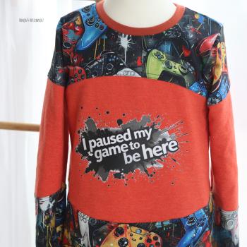 Preview: Bügelbild I paused my Game grautöne