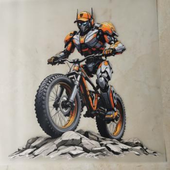 Bügelbild Biker-Robo orange