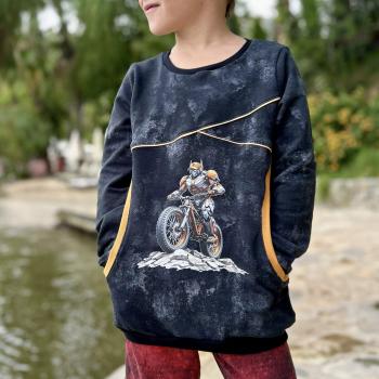 Preview: Bügelbild Biker-Robo orange