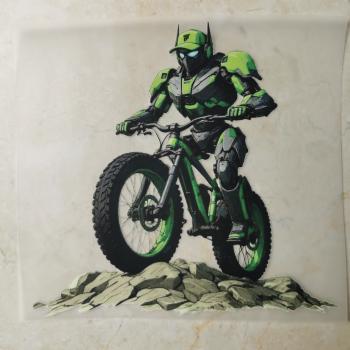 Bügelbild Biker-Robo grün