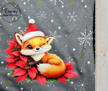 Preview: Bügelbild zwinkernder Fuchs Weihnachtsstern