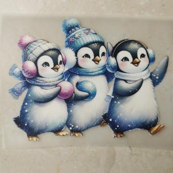 Bügelbild süßes Pinguintrio laufend