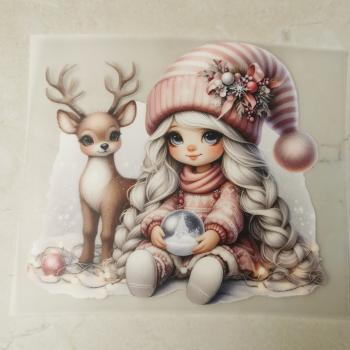 Bügelbild Rentierfreundin sitzend