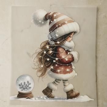 Bügelbild Schneemädchen Kugel hinten