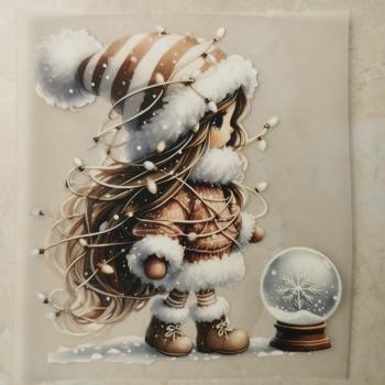 Bügelbild Schneemädchen Kugel vorn