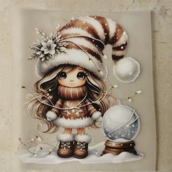 Bügelbild Schneemädchen Kugel daneben