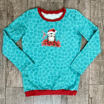 Preview: Bügelbild schlafende Eule Weihnachtsstern (grau)