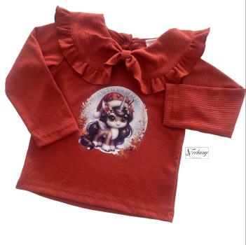 Preview: Bügelbild süßes Einhorn Weihnachtsmannmütze