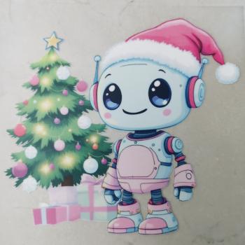 Bügelbild Weihnachtsroboter rosa