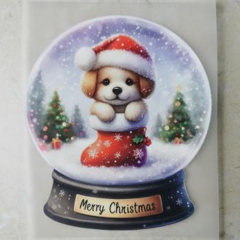 Bügelbild süße Schneekugel Hund