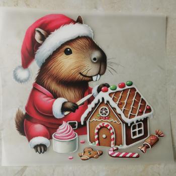 Bügelbild WeihnachtsCapy Lebkuchenhaus