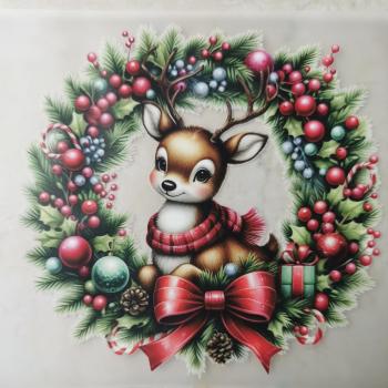 Bügelbild Reh im Kranz