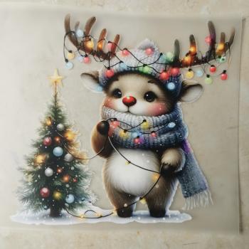 Bügelbild Rentier mit Mütze