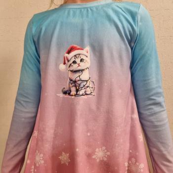 Preview: Bügelbild graue Katze Lichterkette