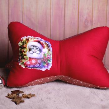 Preview: Bügelbild süße Weihnachtskatze Strumpf