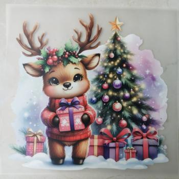 Bügelbild süßes Weihnachtsreh Geschenk