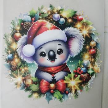 Bügelbild süßer Weihnachtskoala Kranz