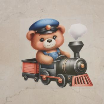 Bügelbild Bär Lokführer