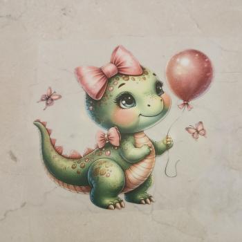Bügelbild süßer Dino Luftballon