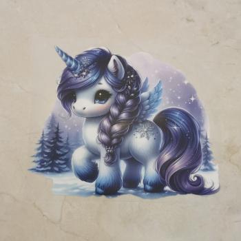 Bügelbild Schnee-Einhorn stehend