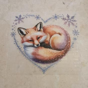 Bügelbild Fuchs Schneeflockenherz