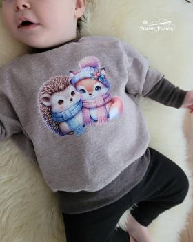 Preview: Bügelbild Winter-Igel mit Fuchs