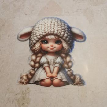 Bügelbild Kostümmädchen Lamm