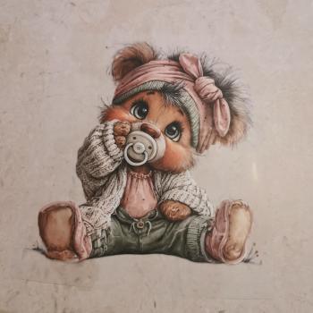 Bügelbild Schnullerbär rosa