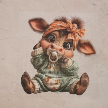 Bügelbild Schnullerkuh orange