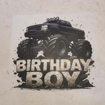 Bügelbild schwarzer Monstertruck Birthday-Boy