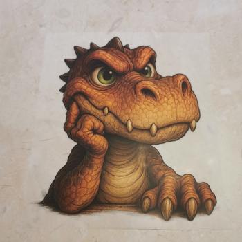 Bügelbild Dino Nachdenklich