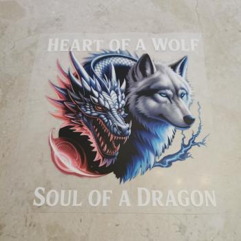 Bügelbild Wolfsherz und Drachenseele