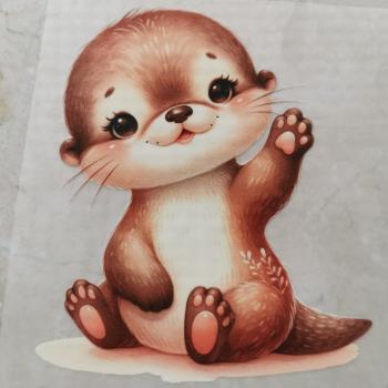 Bügelbild knuffiger Otter winkend
