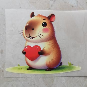 Bügelbild Capybara mit Herz