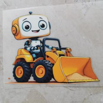 Bügelbild Bauroboter Tieflader