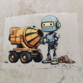 Bügelbild Bauroboter Betonmischer