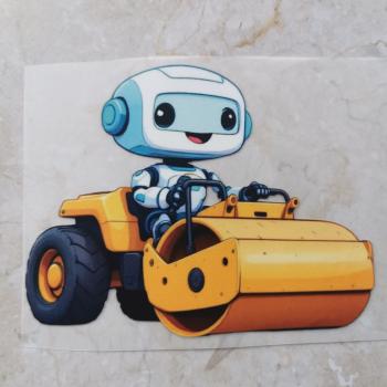 Bügelbild Bauroboter Walze