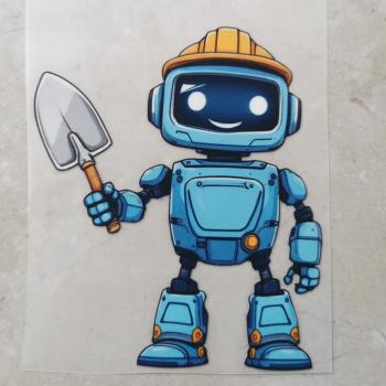 Bügelbild Bauroboter Schaufel