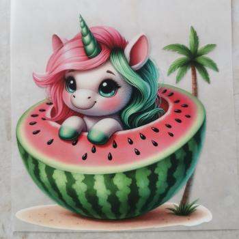 Bügelbild Meloneneinhorn in Melone