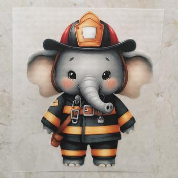 Bügelbild knuffiger Feuerwehrelefant