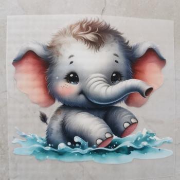 Bügelbild knuffiger Elefant Wasser
