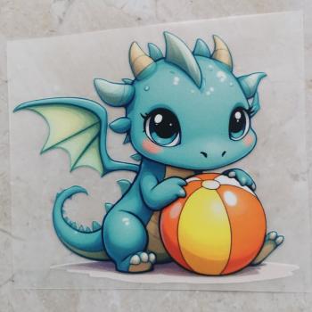 Bügelbild blauer Drache Wasserball