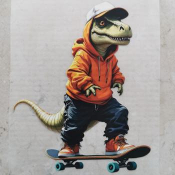 Bügelbild Skateboarddino