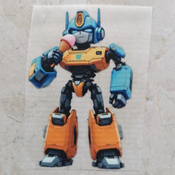 Bügelbild cooler Roboter Eis essend